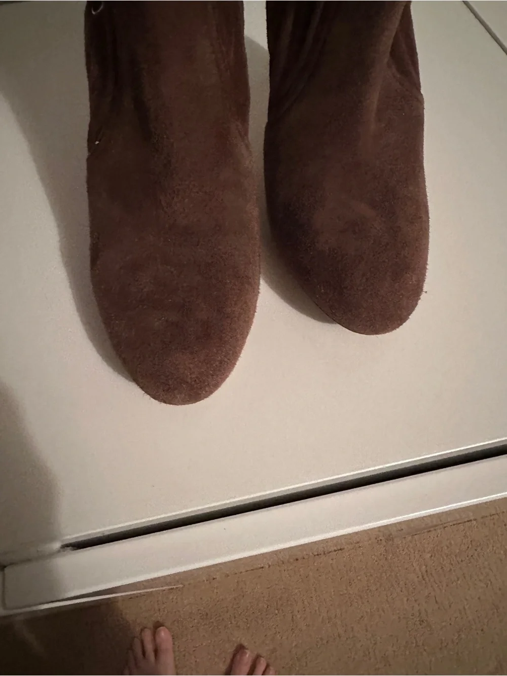 Jimmy Choo Marie 100 Brown Suede Leather‎ Lace Up Over The Knee OTK Boots 37.5 7